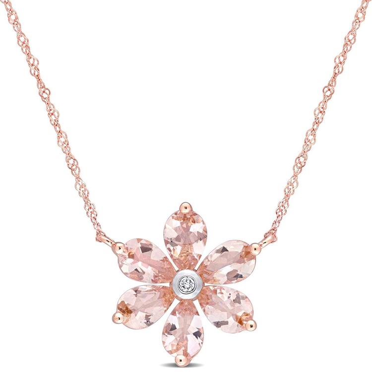 Gemstone Classics(tm) 10kt. Rose Gold Floral Chain Pendant