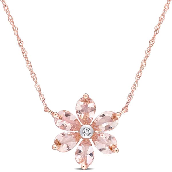 Gemstone Classics(tm) 10kt. Rose Gold Floral Chain Pendant
