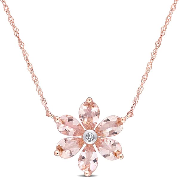 Gemstone Classics&#40;tm&#41; 10kt. Rose Gold Floral Chain Pendant - image 