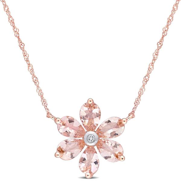 Gemstone Classics(tm) 10kt. Rose Gold Floral Chain Pendant - image 