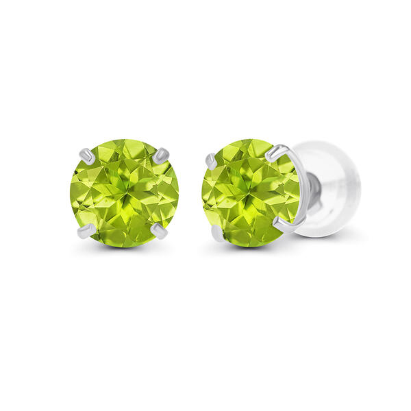 Gemstone Classics&#40;tm&#41; 14kt. White Gold Peridot Stud Earrings - image 