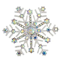 Gold-Tone Crystal Snowflake Pin