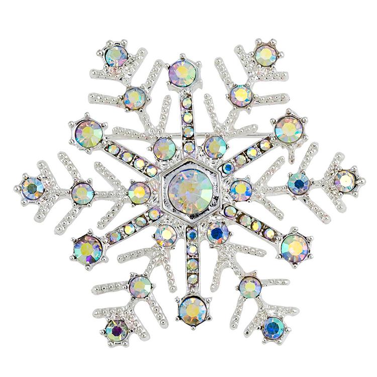 Gold-Tone Crystal Snowflake Pin