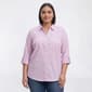 Plus Size Emily Daniels 3/4 Roll Tab Sleeve Stripe Button Down - image 1