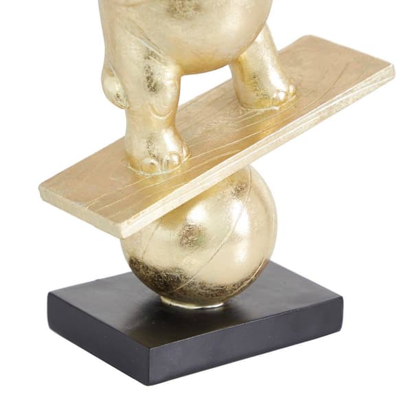9th &amp; Pike® Gold Coastal Elephant Balancing on Ball Sculpture