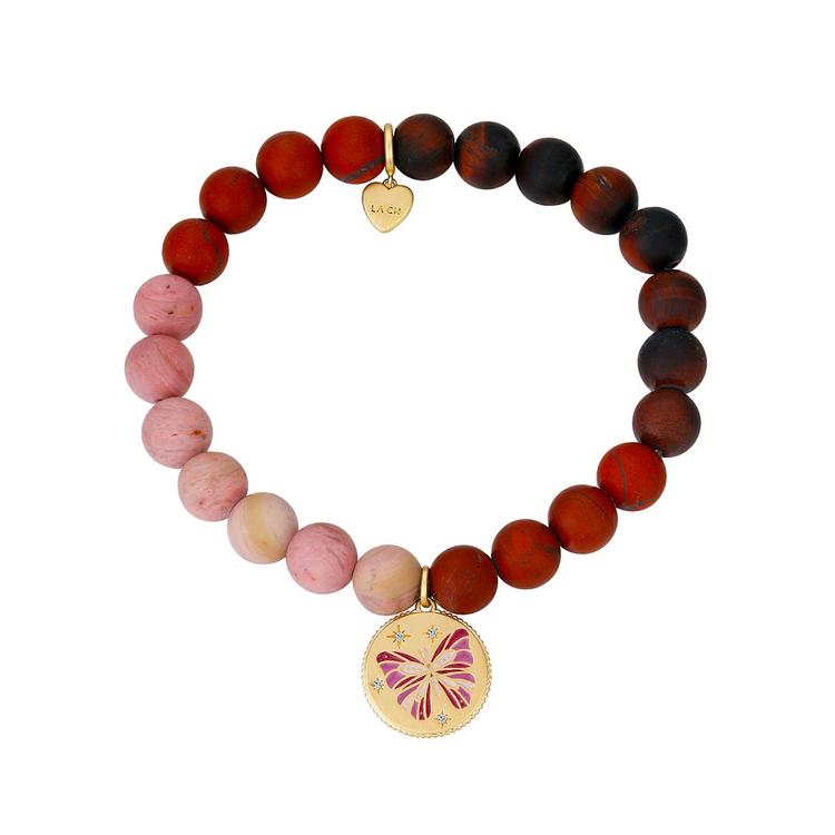 Shine Multi Pink Butterfly Beaded Stretch Bracelet