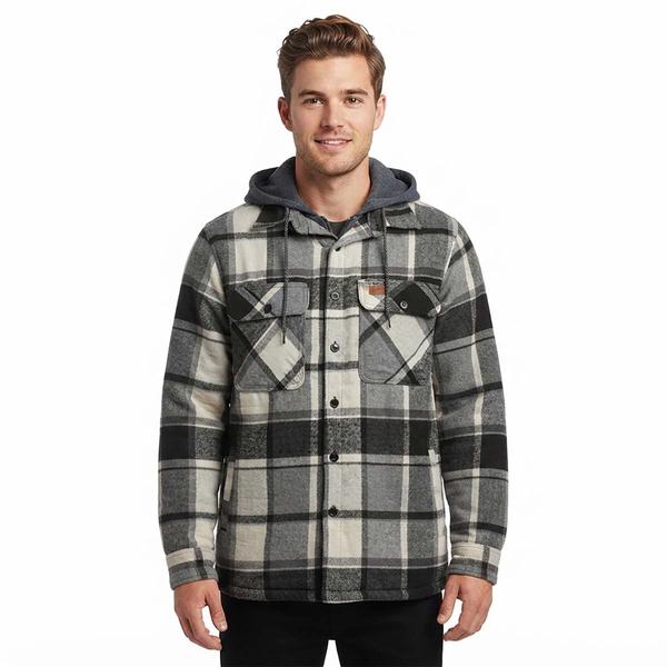 Mens Mountain Ridge Flannel Jacket w/ Chest Protector - Grey