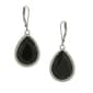 1928 Silver-Tone Black Pear Shape Drop Earrings - image 1