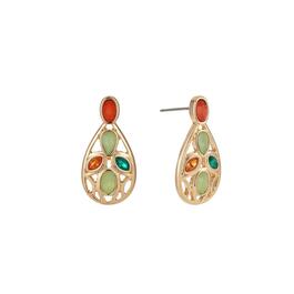 Gloria Vanderbilt Gold-Tone Multi-Color Stone Button Earrings