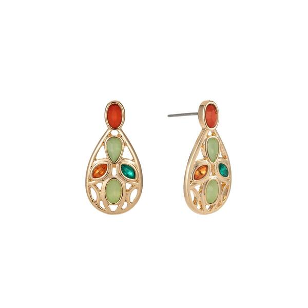 Gloria Vanderbilt Gold-Tone Multi-Color Stone Button Earrings - image 