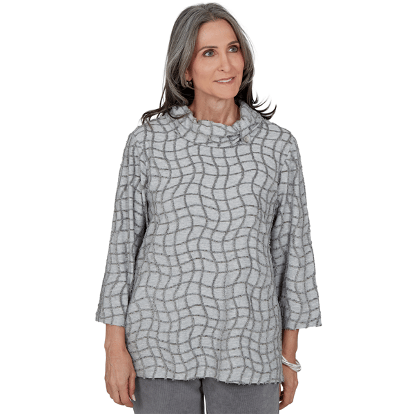 Womens Alfred Dunner Vail Feather Yarn Cowl Neck Blouse - image 