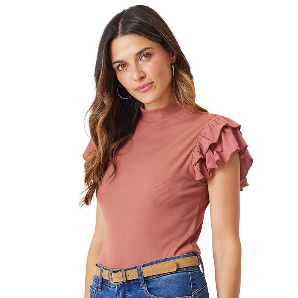 Womens Angels Forever Young Ruffle Sleeve Mock Neck Blouse - image 