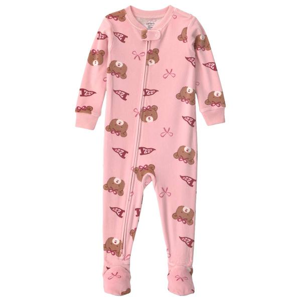 Baby Girl (12-24M) Carter''s® Bears & Bows Footed Pajamas