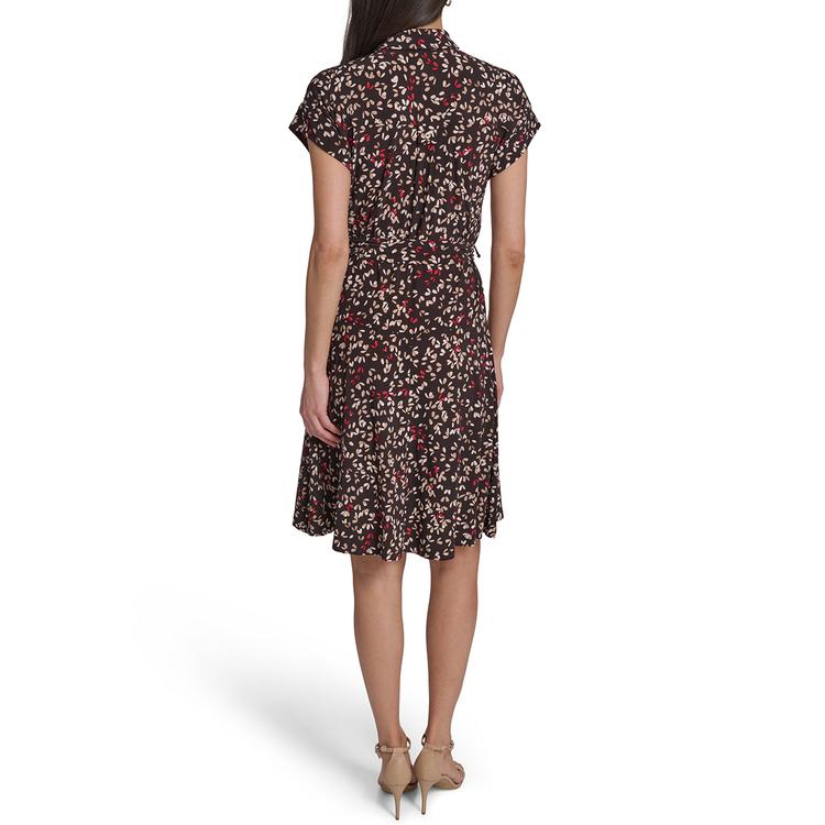 Womens Tommy Hilfiger Short Sleeve Abstract Jersey A-Line Dress