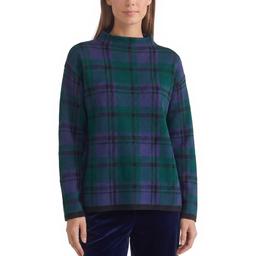 Womens Jones New York Long Sleeve Funnel Neck Plaid Sweater