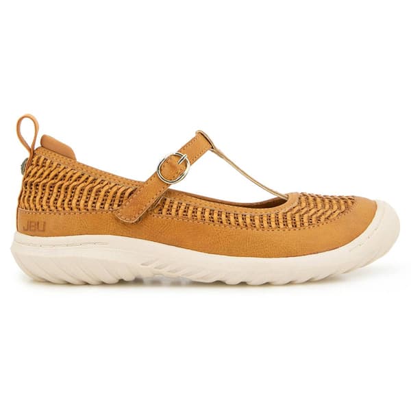 Womens JBU Summer Memory Foam T-Strap Flats
