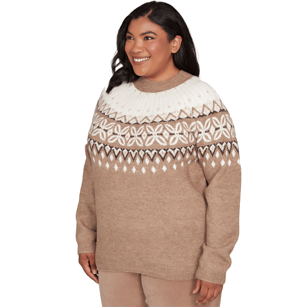 Plus Size Alfred Dunner Sunset Ridge Nordic Fair Isle Sweater