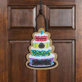 Evergreen Happy Birthday Burlap Door Decor