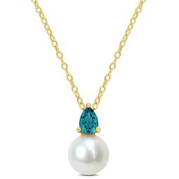 Gemstone Classics(tm) Freshwater Pearl & Created Alexandrite Pendant