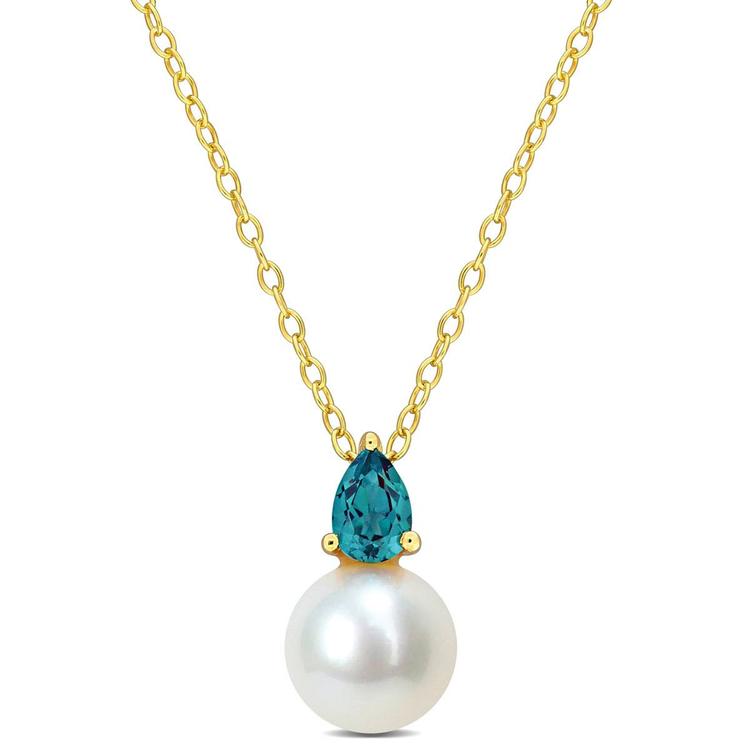 Gemstone Classics(tm) Freshwater Pearl & Created Alexandrite Pendant