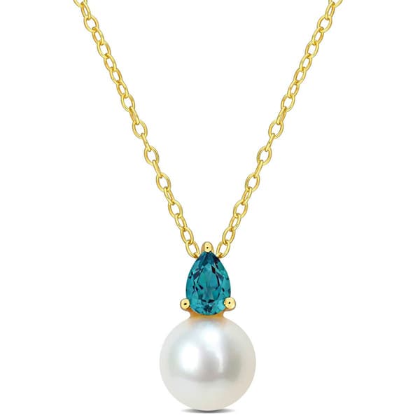 Gemstone Classics&#40;tm&#41; Freshwater Pearl & Created Alexandrite Pendant - image 