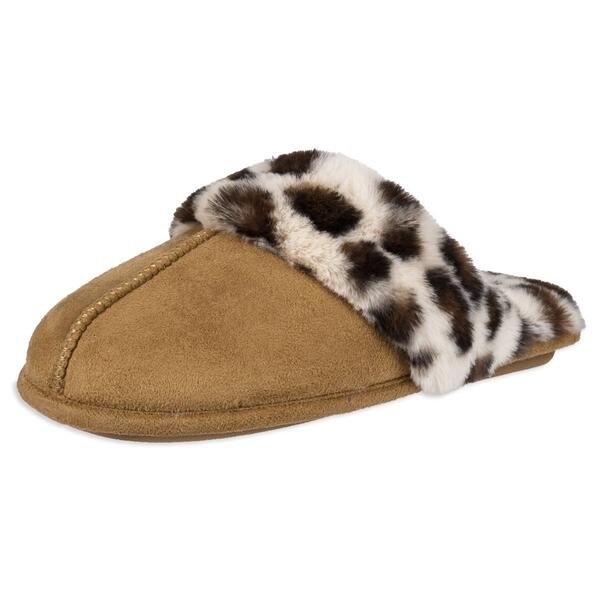 Womens Jessica Simpson Mircosuede Scuff Leopard Collar Slippers - image 