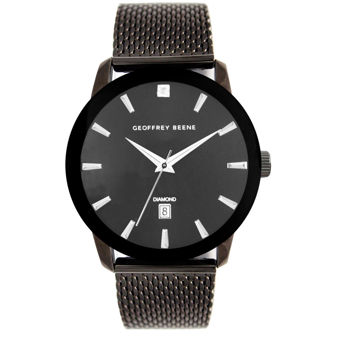 Mens Geoffrey Beene® Gunmetal Diamond Accent Watch -...