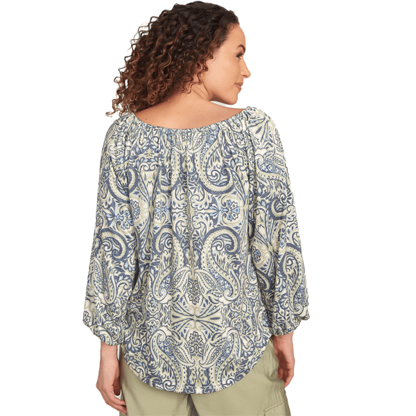 Petite Skye&#8217;s the Limit Out Of The Blue Crinkle Peasant Blouse