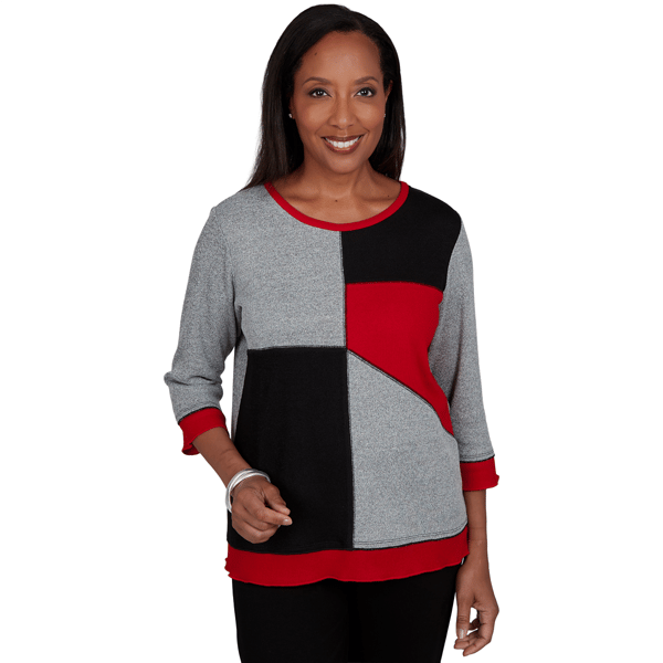 Womens Alfred Dunner Classics_F6 Heathered Colorblock Knit Top - image 