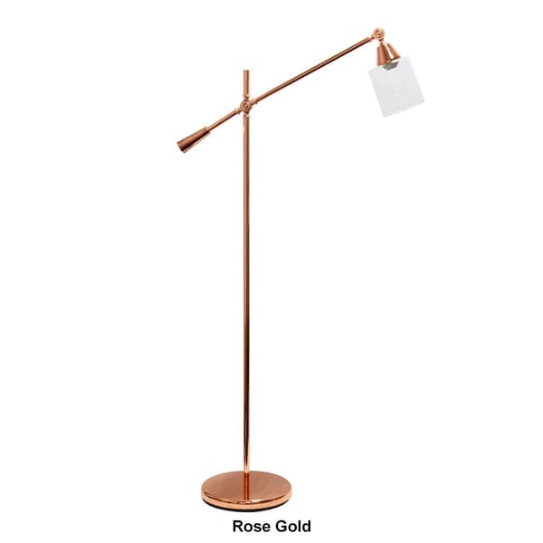 Lalia Home Swing Arm Floor Lamp w/Clear Glass Cylindrical Shade