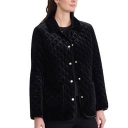 Petite Jones New York Snap Front Velvet Quilted Jacket