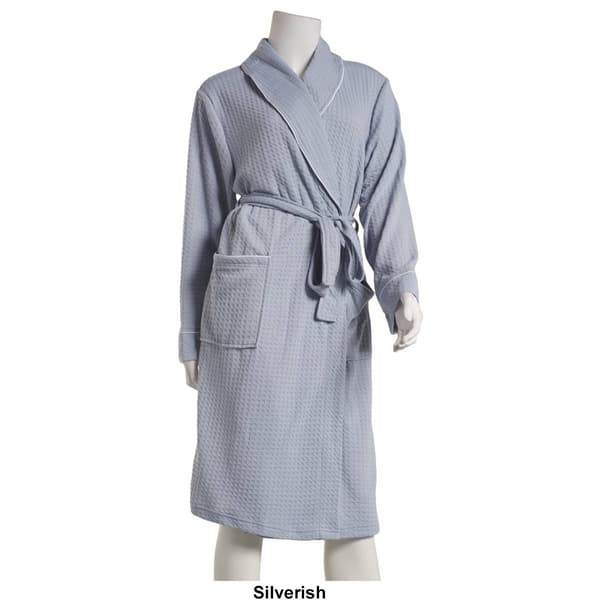 Womens Jasmine Rose Long Sleeve 42in. Houndstooth Robe w/Headband