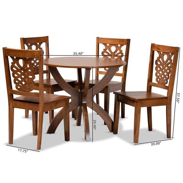 Baxton Studio Wanda Walnut Brown Finished Wood 5pc. Dining Set