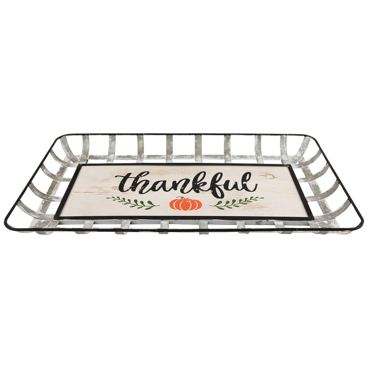 Northlight 24in. Pumpkin "Thankful" Serving Tray Wall Decor