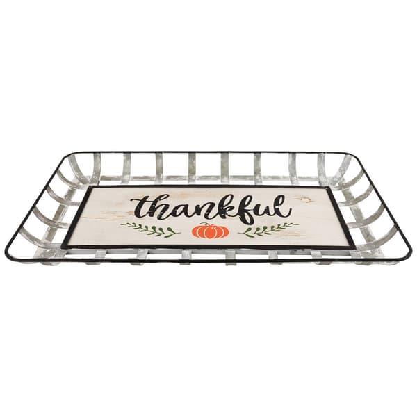 Northlight 24in. Pumpkin "Thankful" Serving Tray Wall Decor