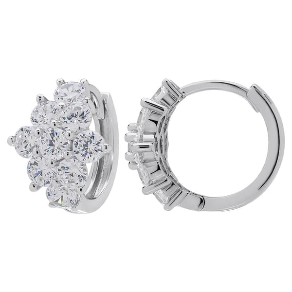Gianni Argento Cluster Lab Grown White Sapphire Hoop Earrings - image 