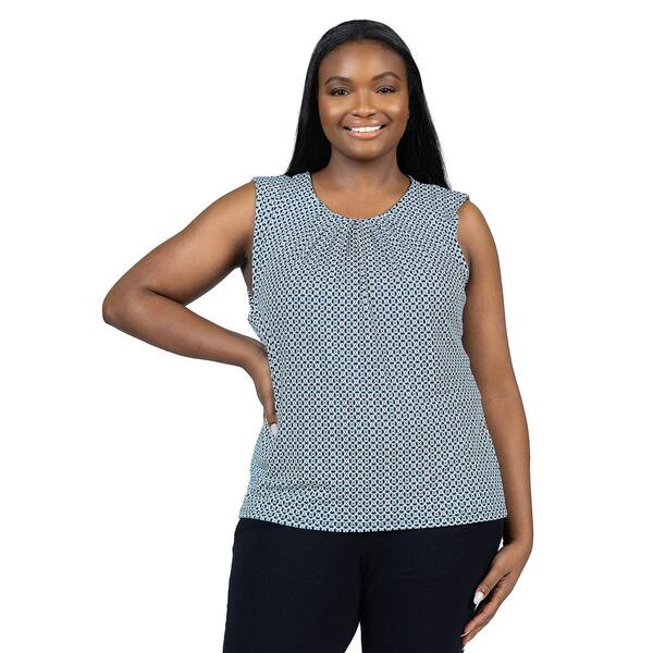 Plus Size 24/7 Comfort Apparel Medallion Sleeveless Blouse - image 