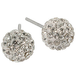 Sterling Silver 8MM Crystal Ball Stud Earrings