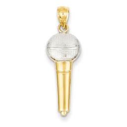 Gold Classics(tm) 14kt. & Rhodium Microphone Pendant