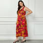 Plus Size Sara Michelle S/L Print Satin Midi Dress - image 1