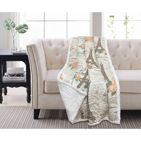 Harper Lane Vintage Paris Peach Sherpa Throw - image 