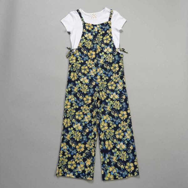 Girls &#40;7-16&#41; Belle Du Jour Floral Jumpsuit w/ Short Sleeve Tee - image 