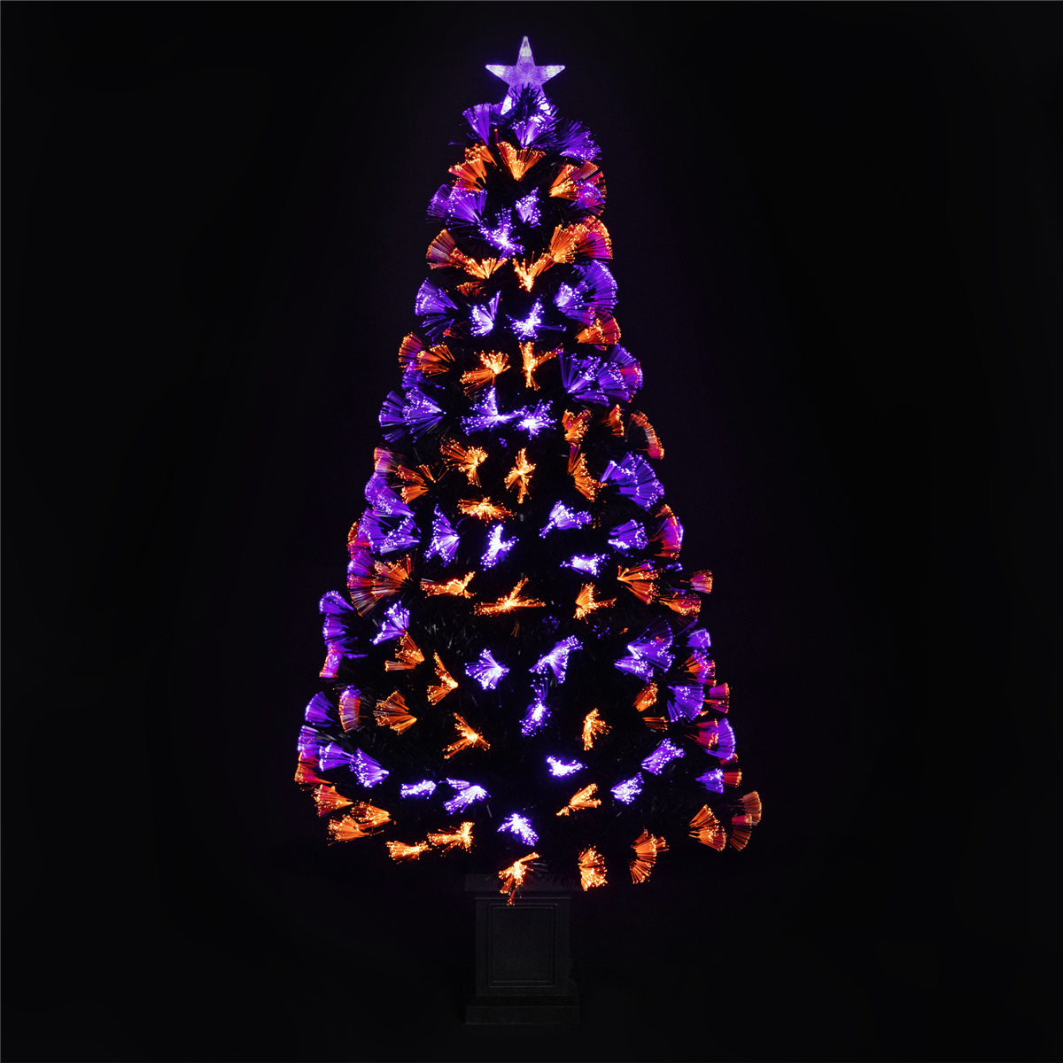 Open Video Modal for Northlight 5ft. Black Fiber Optic LED Pine Potted Halloween Tree