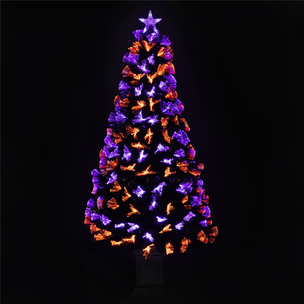 Northlight 5ft. Black Fiber Optic LED Pine Potted Halloween Tree - image 