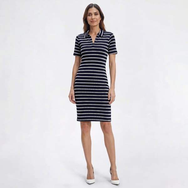 Womens Absolutely Famous Short Sleeve Stripe Sweater Dress - image 