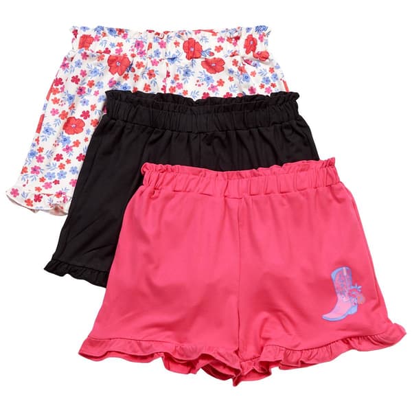 Girls (7-12) BTween(R) 3pk. Ruffled Cow Girl & Floral Shorts - image 