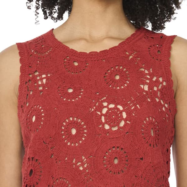 Womens Cece Sleeveless Scallop Edge Open Knit Sweater