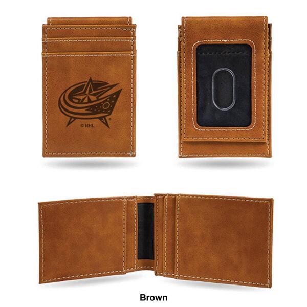 Mens NHL Columbus Blue Jackets Faux Leather Front Pocket Wallet