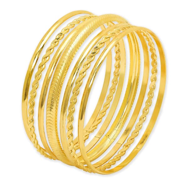 7pc. Gold Plated Textures Multi Bangle Bracelets - image 