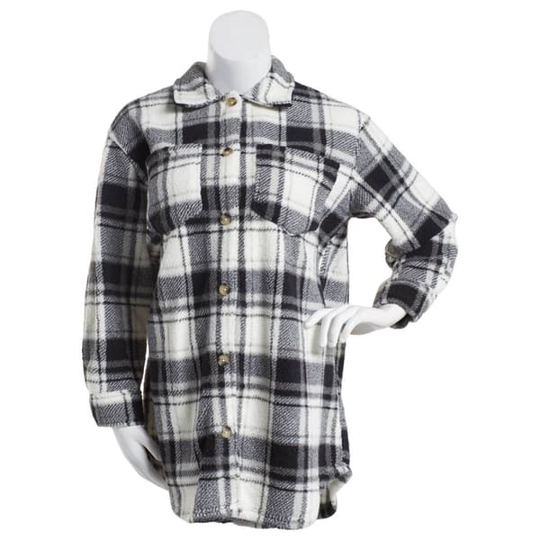 Plus Size Como Blu Long Sleeve Baby Sherpa Shacket - image 